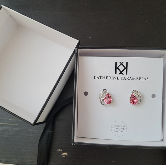 Silver Earrings with Pink Gem - Picture 5 of 7